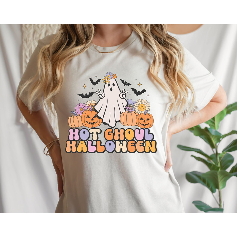 Hot Ghoul Halloween png, Groovy Halloween Svg, retro hippie Ghost png , Spooky Vibes, Retro Halloween Woman Shirt, Png, sublimation design - 1.jpg
