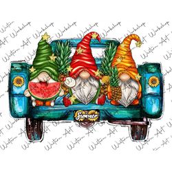 summer gnomes truck png, beach gnomes truck digital design, summer truck png file, i love summer png file,summer truck,