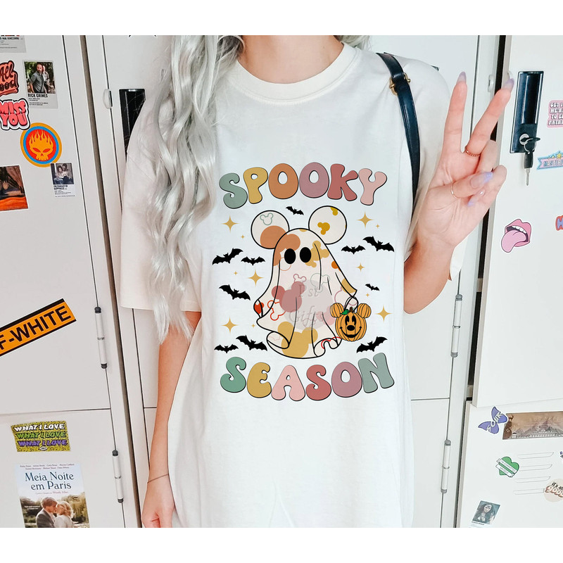 Comfort Colors® Mickey Ghost Spooky Season Sweatshirt, Disney Halloween Shirt, Mickey Boo Ghost shirt, Disneyland Halloween Shirt - 3.jpg