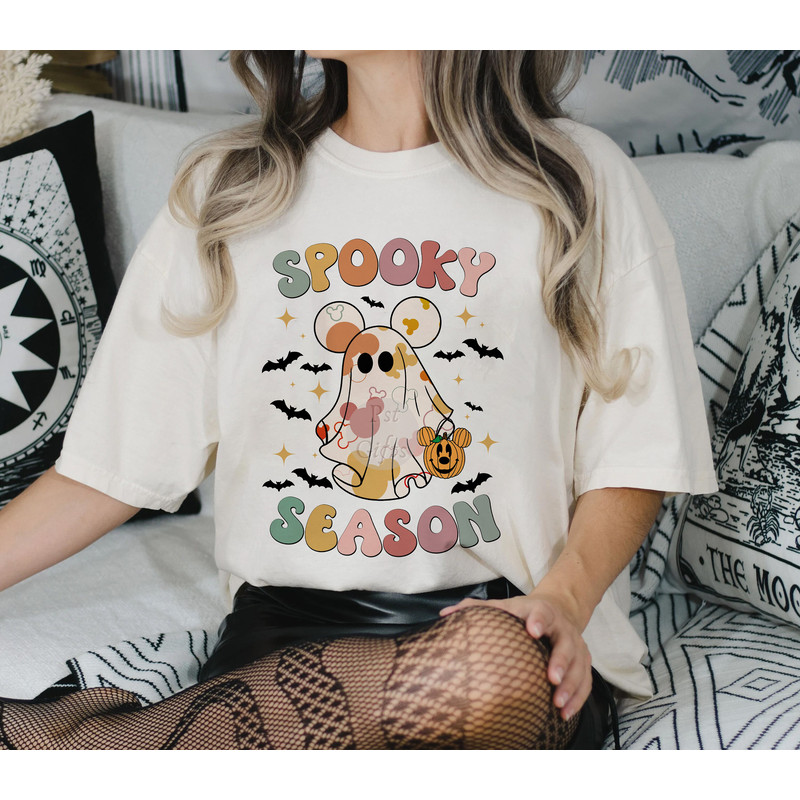 Comfort Colors® Mickey Ghost Spooky Season Sweatshirt, Disney Halloween Shirt, Mickey Boo Ghost shirt, Disneyland Halloween Shirt - 4.jpg