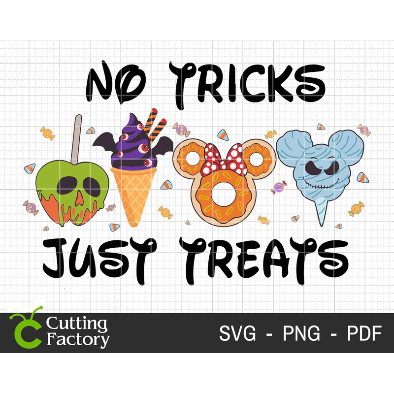 No Trick Just Freats SVG, Halloween Svg, Head Mouse Svg, Spooky Vibes Svg, Snack Goals Svg, Halloween Carnival Food, Digital Download - 1.jpg