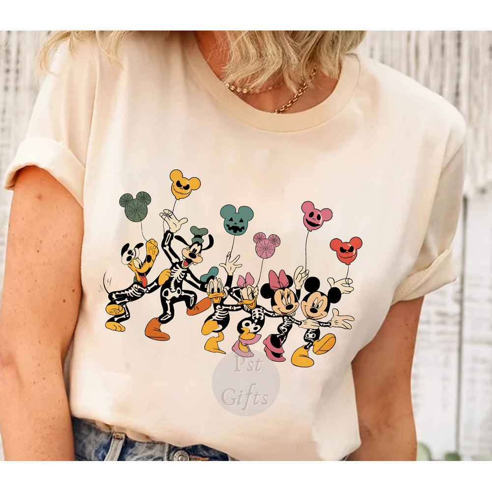 Disney Halloween Skeleton Shirt, Disney Halloween Matching Shirt, Disney Balloon Shirt, Mickey Minnie and Friends, Disney Family Shirt - 1.jpg