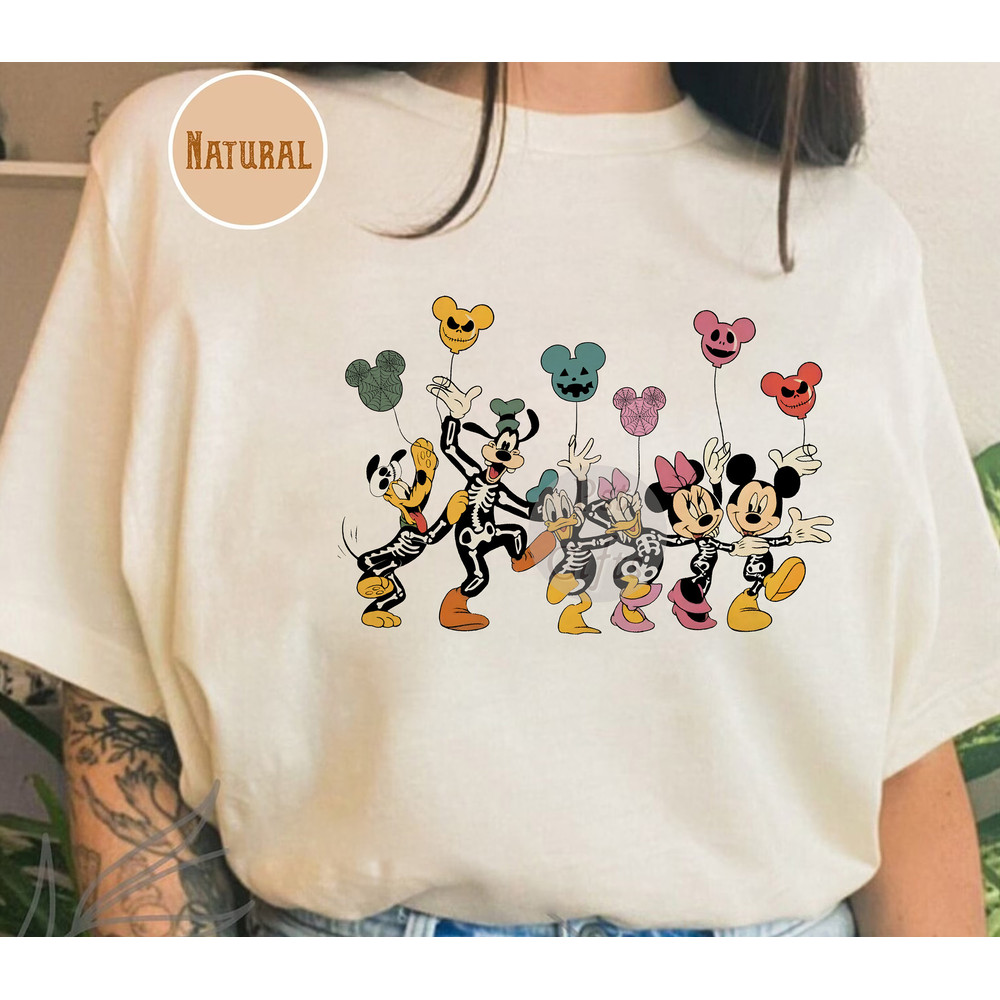 Disney Halloween Skeleton Shirt, Disney Halloween Matching Shirt, Disney Balloon Shirt, Mickey Minnie and Friends, Disney Family Shirt - 2.jpg
