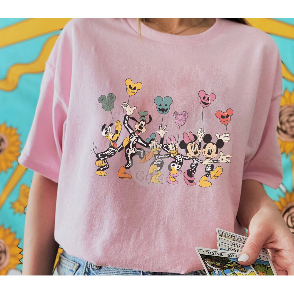 Disney Halloween Skeleton Shirt, Disney Halloween Matching Shirt, Disney Balloon Shirt, Mickey Minnie and Friends, Disney Family Shirt - 3.jpg