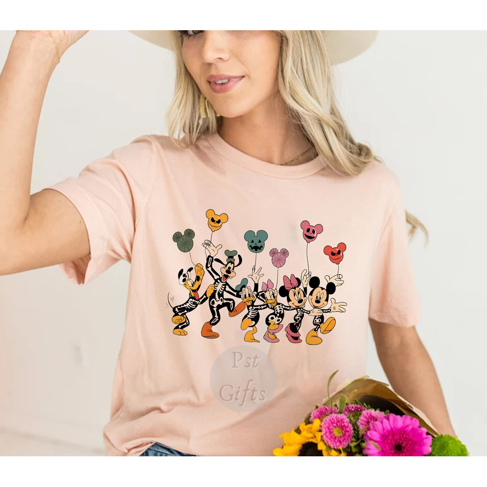 Disney Halloween Skeleton Shirt, Disney Halloween Matching Shirt, Disney Balloon Shirt, Mickey Minnie and Friends, Disney Family Shirt - 4.jpg