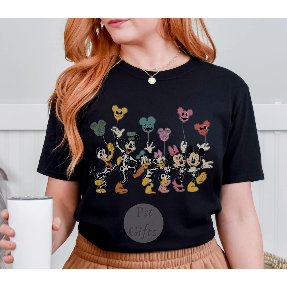 Disney Halloween Skeleton Shirt, Disney Halloween Matching Shirt, Disney Balloon Shirt, Mickey Minnie and Friends, Disney Family Shirt - 5.jpg