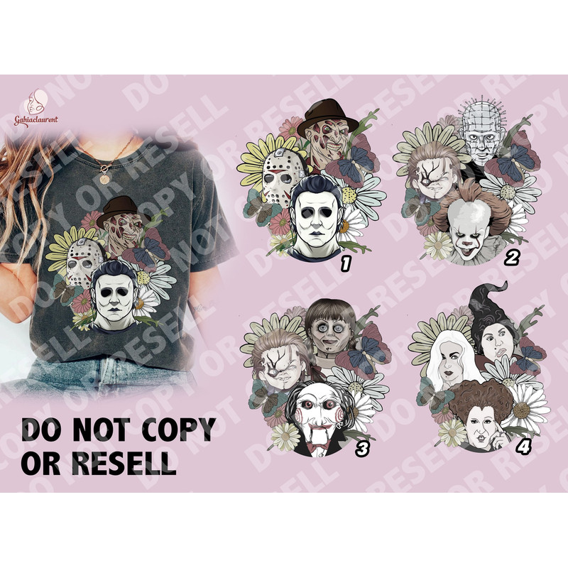 Halloween Floral Horror Png Bundle Digital Download Horror Movie Florals Horror Movie png Horror Characters Sublimation Transfer - 1.jpg