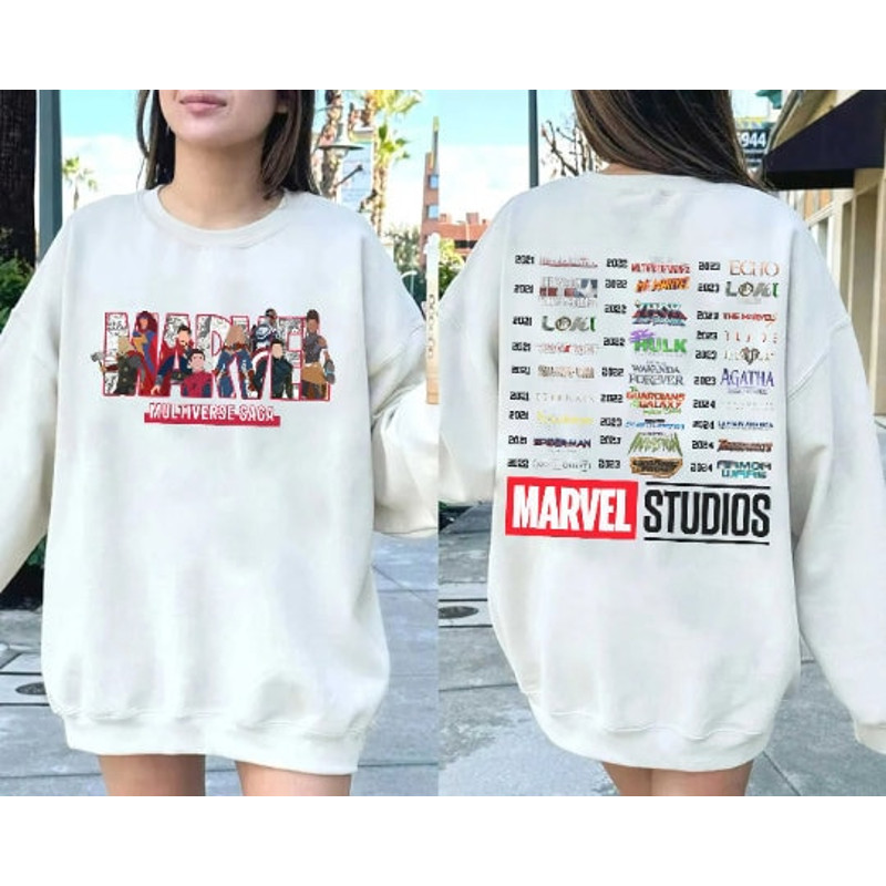 Marvel Studios Double Sides Sweatshirt, MCU Avengers Phase 4 All Team Doctor Strange Iron Man Loki Captain America Spider Man Scarlet Witch - 1.jpg