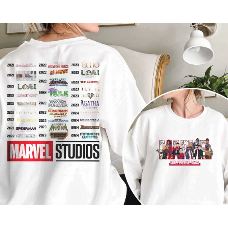 Marvel Studios Double Sides Sweatshirt, MCU Avengers Phase 4 All Team Doctor Strange Iron Man Loki Captain America Spider Man Scarlet Witch - 3.jpg