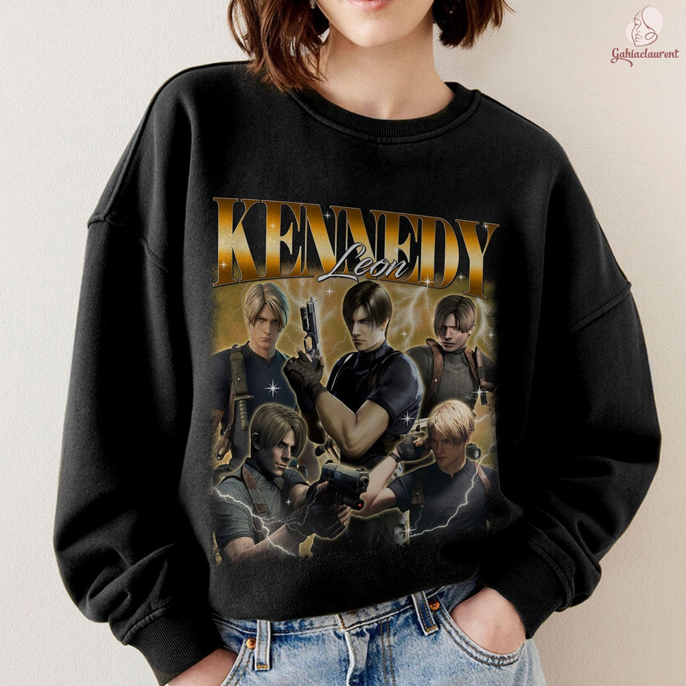 Leon Shirt, Leon Retro Shirt, Leon Residence Evil Shirt, Horror Game Sweathirt, Leon RE4 Shirt, Leon S, Kennedy Vintage 90s - 1.jpg
