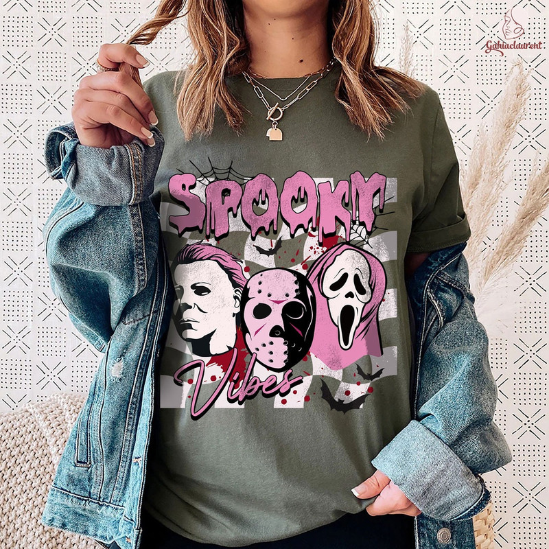 Spooky Vibes Halloween Shirt  Retro Horror Halloween Shirt  Horror Movie Characters  Michael Myers  Jason Voorhees  Scary Friends Shirt - 2.jpg