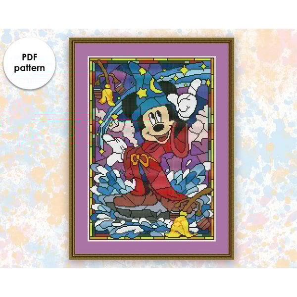 Stained glass cross stitch pattern