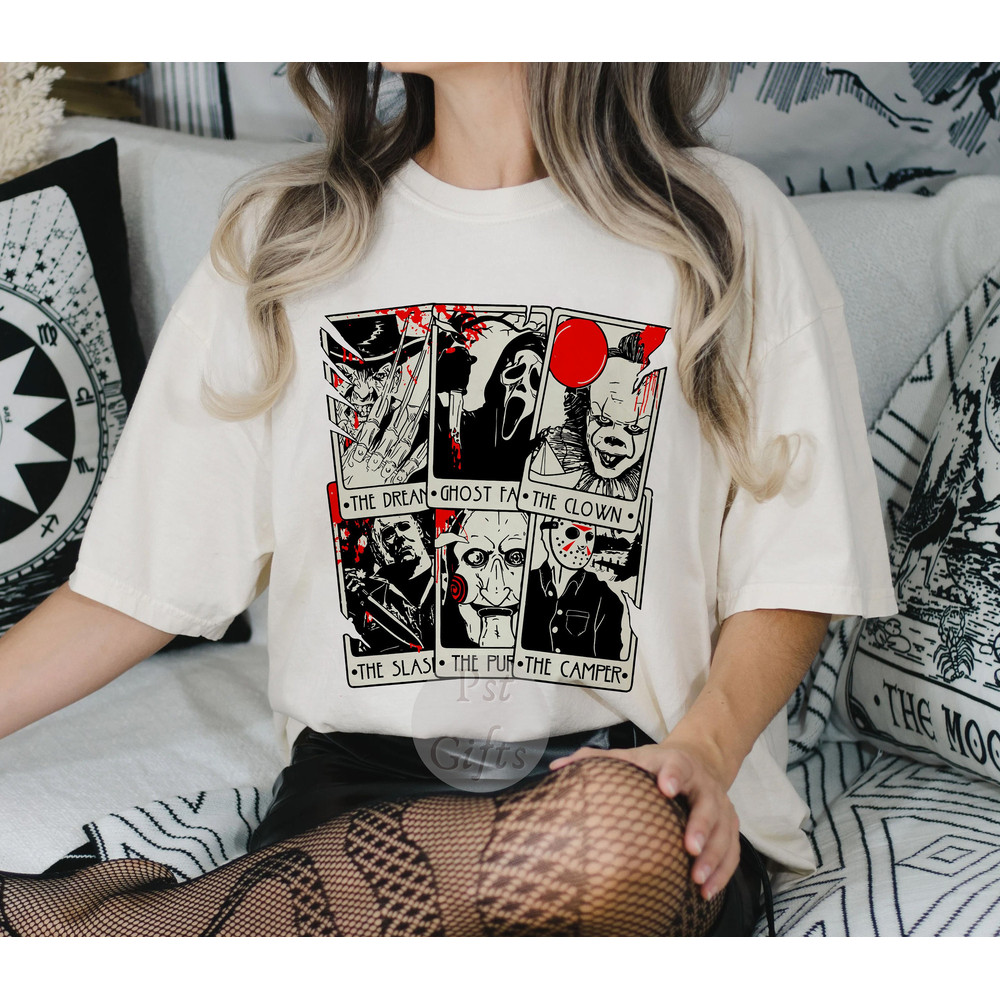 Vintage Horror Movie Tarot Cards Sweatshirt, Halloween Horror Movie Shirt, Scary Halloween Party Shirt, Halloween Sweatshirt - 1.jpg