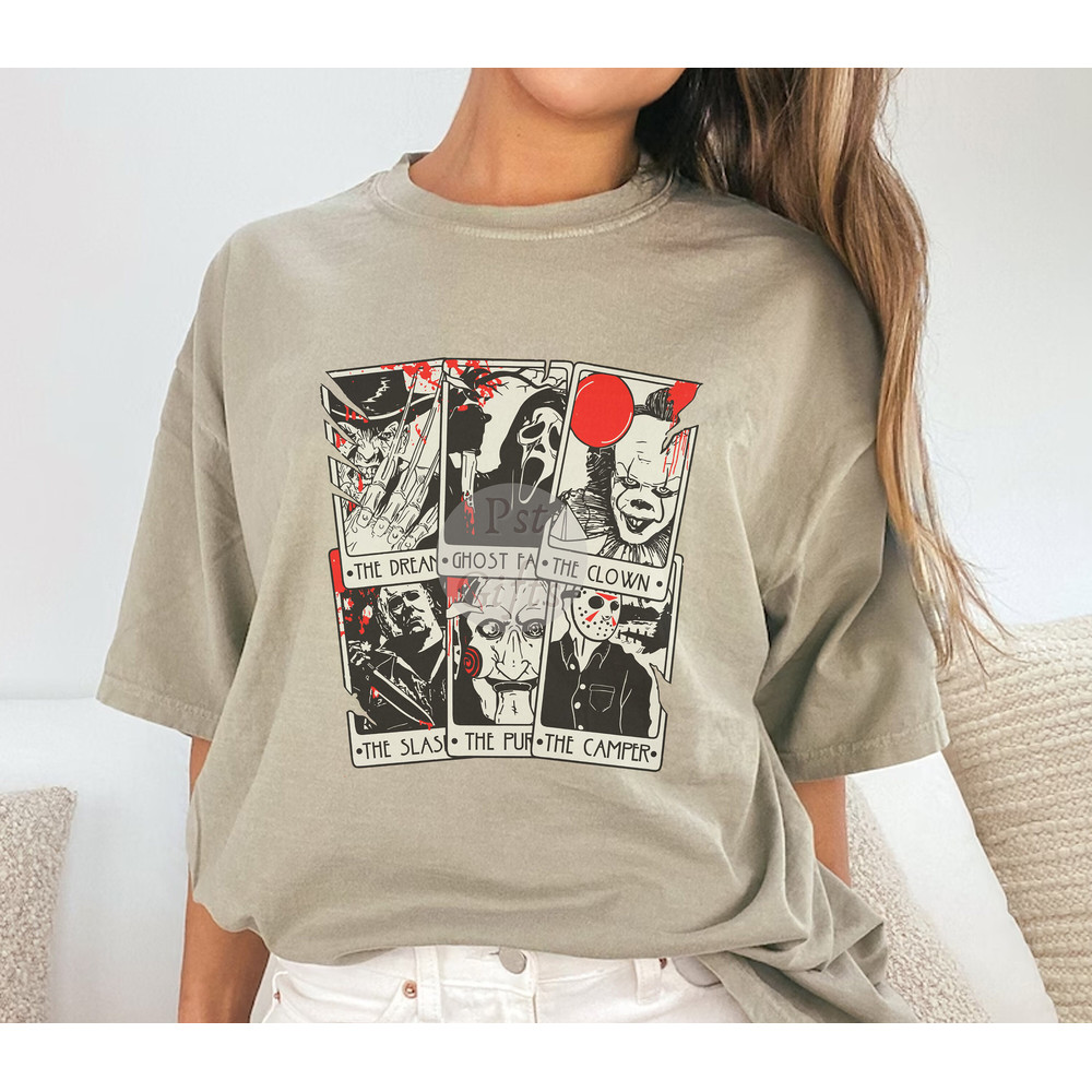 Vintage Horror Movie Tarot Cards Sweatshirt, Halloween Horror Movie Shirt, Scary Halloween Party Shirt, Halloween Sweatshirt - 2.jpg