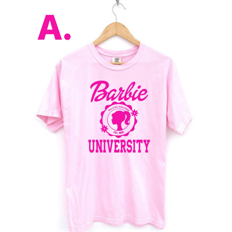 Barbie University Comfort Colors Shirt, Cute Barbie Shirt, Oversized Barbie T-shirt, Gift - 1.jpg
