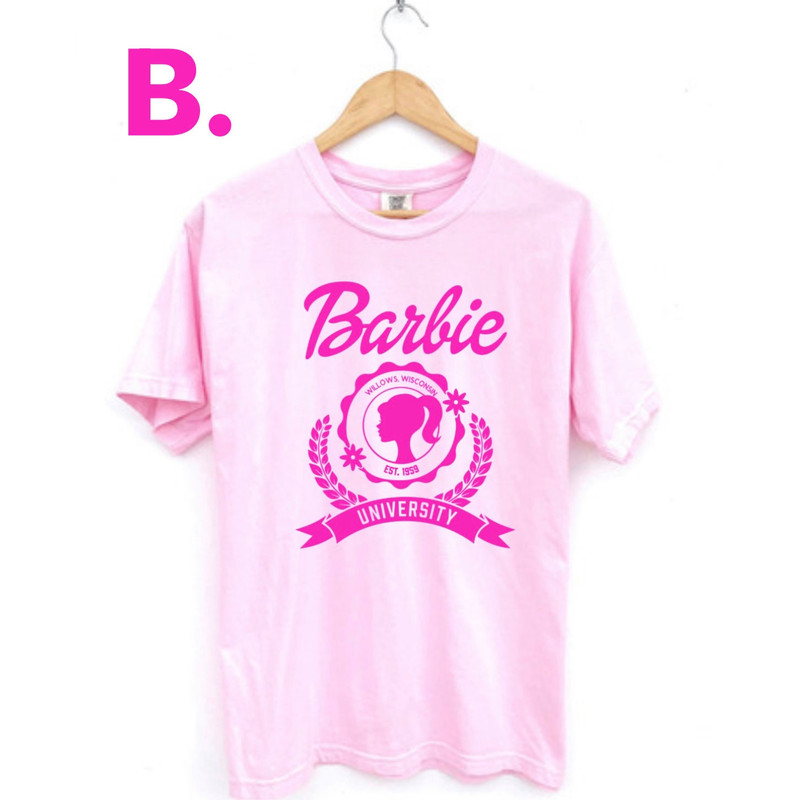 Barbie University Comfort Colors Shirt, Cute Barbie Shirt, Oversized Barbie T-shirt, Gift - 2.jpg