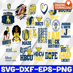 bundle 24 files johnson c. smith football team svg, johnson c. smith svg, hbcu team svg, mega bundle, designs, cricut, c