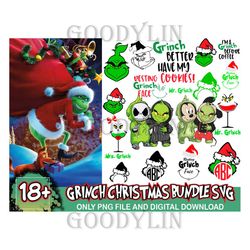 18 files grinch bundle png, christmas png, christmas bundle, grinch svg, santa svg, xmas svg, christmas cricut file