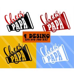 cheer papa svg, cheerleading t-shirt svg, cheer squad svg, cheerleader quote svg, megaphone svg, cheer papa cut file, ch