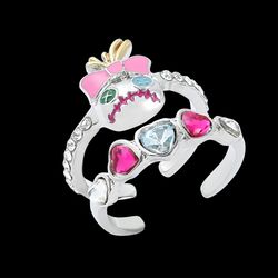 Cosplay Anime Stitch Ring Disney Accessories Fashion Jewelry Lilo Stitch Leroy Anime Figure Double Layer Open Rings