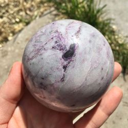Kammererite Sphere 73 mm Crystal Ball Rare Mineral Sphere Chlinochlore Purple Stone Ball by UralMountainsFinds
