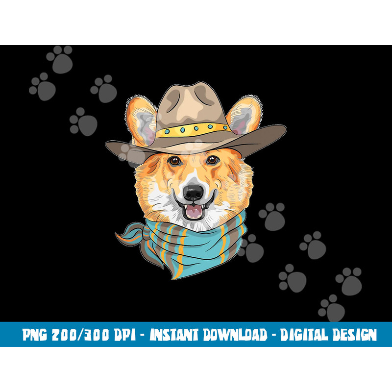 Cute Corgi Dog Wearing Western Cowboy Hat  png, sublimation copy.jpg