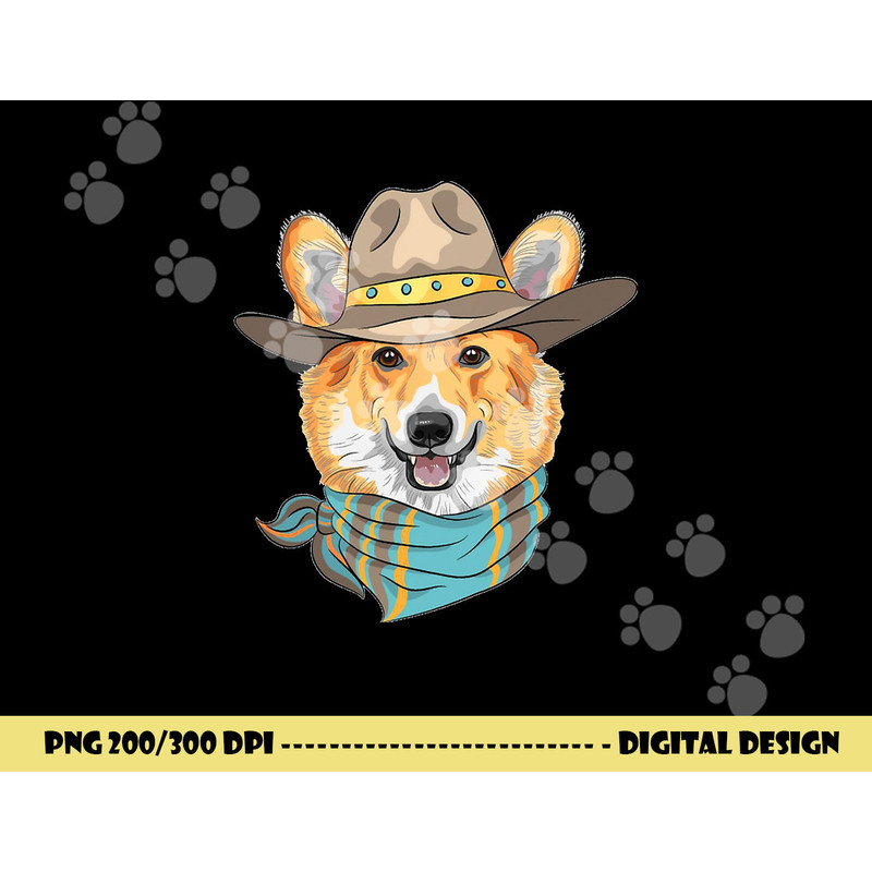 Cute Corgi Dog Wearing Western Cowboy Hat png, sublimation copy.jpg