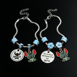 Disney Charms Bracelet Cartoon Lilo & Stitch Stainless Steel Bangle Bracelet Y2K Jewelry Fashion Party