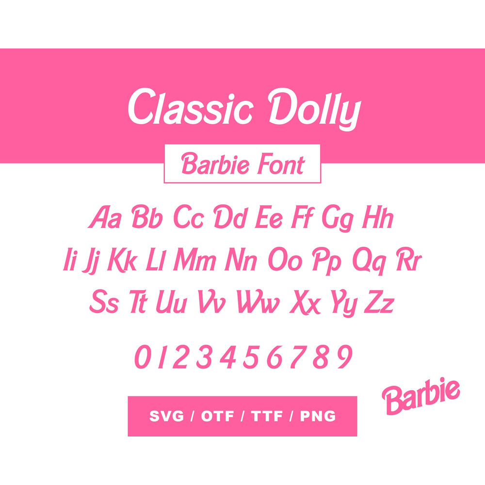 Dolly Font Bundle SVG, Pink Dolly Font Alphabet, Barbi Font, Barb Letters Logo, Pink Princess Font, OTF TTF, Digital Download Cut File - 2.jpg