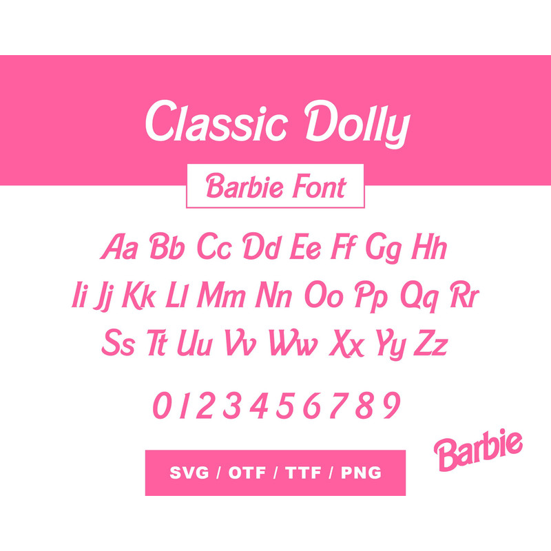 Dolly Font Bundle SVG, Pink Dolly Font Alphabet, Barbi Font, Barb Letters Logo, Pink Princess Font, OTF TTF, Digital Download Cut File - 2.jpg