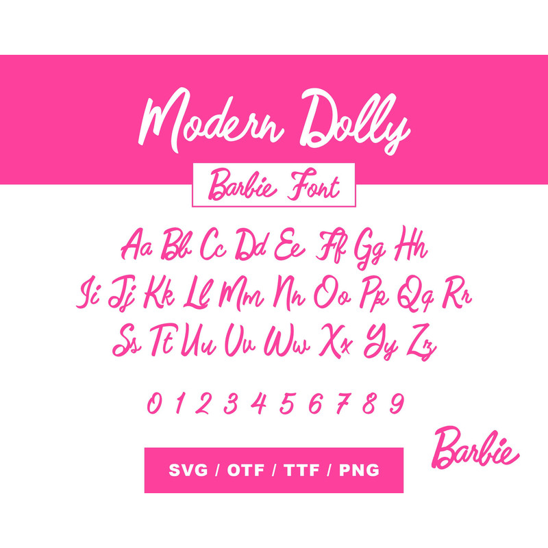 Dolly Font Bundle SVG, Pink Dolly Font Alphabet, Barbi Font, Barb Letters Logo, Pink Princess Font, OTF TTF, Digital Download Cut File - 3.jpg