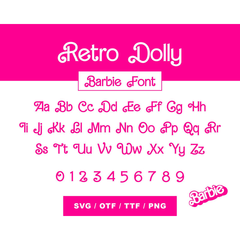 Dolly Font Bundle SVG, Pink Dolly Font Alphabet, Barbi Font, Barb Letters Logo, Pink Princess Font, OTF TTF, Digital Download Cut File - 4.jpg