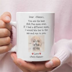 personalized shih poo mom gift, shih poo mom mug, shih poo lover gift, gifts for shih poo owner, shih poo dog gift, shih