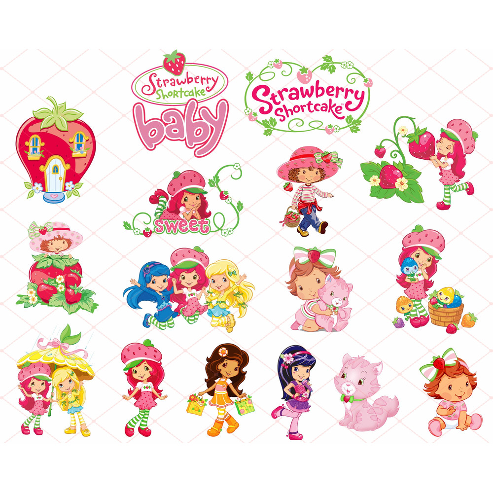 Strawberry shortcake PNG Bundle, 80s cartoons png, strawberry png, Made In The 80s png, Retro Strawberry Short cake png - 1.jpg