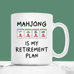 mahjong mug, mahjong is my retirement plan mug, mahjong coffee mug, mahjong gift, mahjong themed gifts, mahjong player m
