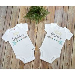 twins gift, born together friends forever, twins clothes, twins baby shower, cute baby gift, baby shower gift, twinning,