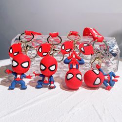 Marvel Superhero Spiderman Keychains Cartoon Spider Man Doll Keyrings Avengers Anime Figure Pendant Keyholder