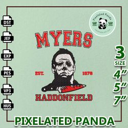 haddonfield est 1978 horror movie killers, horror movie killers halloween embroidery design, retro halloween embroidery