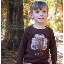 thanksgiving outfit - toddler boys thanksgiving turkey outfit - thanksgiving shirt for boy - brown gingham pants- fall c