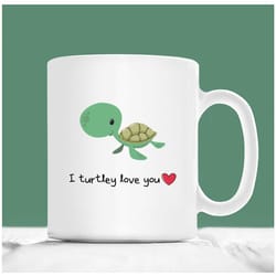 turtle mug, i turtley love you, sea turtle coffee mug, valentines coffee mug, gift for turtle lovers, girlfriend gift, b
