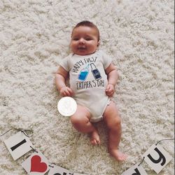 first father's day onesies bodysuit pregnancy announcement custom gift for dad beer shirt happy first father's day gift