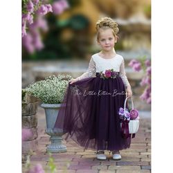 flower girl dress, tulle flower girl dress, purple flower girl dress. rustic lace flower girl dress, boho flower girl dr