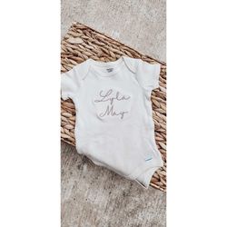 custom embroidered baby onesie, with name, cute newborn christmas gift, baby christmas outfit, personalized onesies name