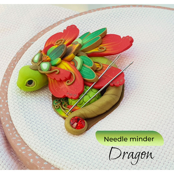 Green Dragon Needle Minder for Magic Cross Stitch, Magnetic