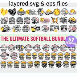 softball svg bundle (57 designs)| softball gift for girls| softball mom svg| funny softball sayings| softball family|