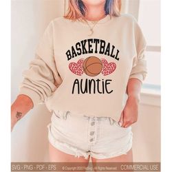 basketball auntie svg, leopard basketball auntie svg, leopard heart love auntie gift svg, favorite basketball player svg