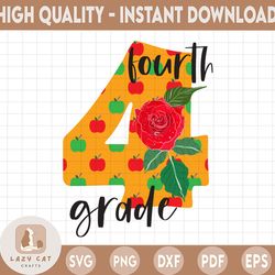 back to school, fourth grade , png file for sublimation, first day of school, printable, 4th grade printable