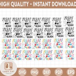 first day of grade svg bundle, first day of school svg, school svg , teacher svg , happy back to school svg , hello