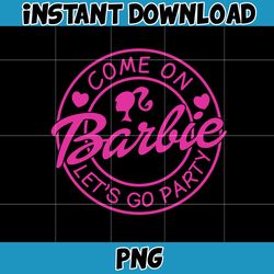 barbie icons png, babe logo png, pink doll png, babe girl png, come on, lets go party, girly beach, lets go party (21)