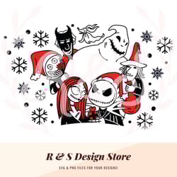 jack, sally, nightmare, christmas, boogie, cup wrap, starbucks, png, svg.